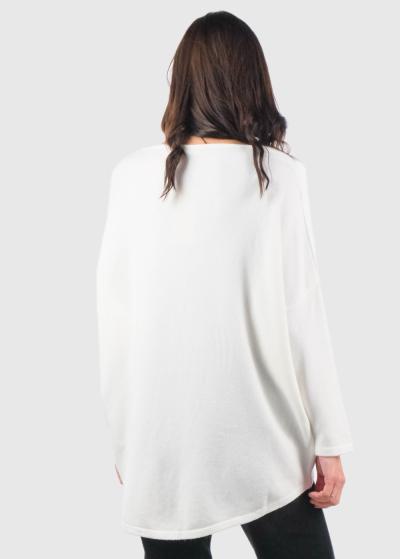 Celester balts džemperis ar aplikāciju - back