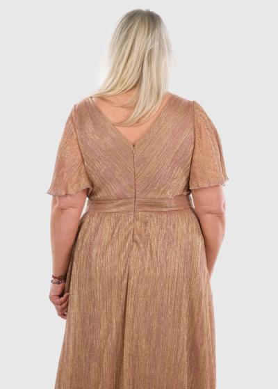 Zelinda Lielo izmēru zelta gara vakarkleita - back