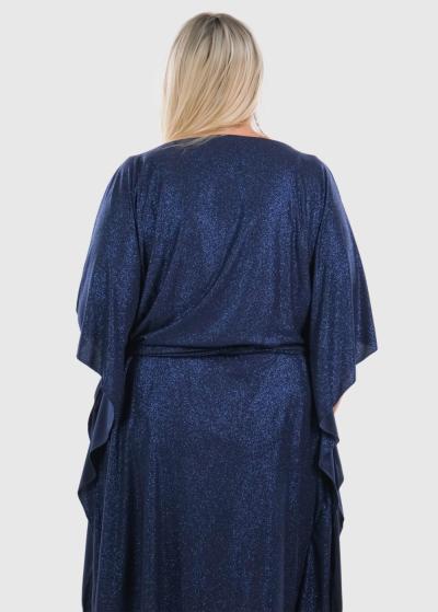 Agata Lielo izmēru tumši zila kleita ar jostu - back