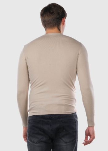 Gianni bēšs vīriešu džemperis ar apaļu izgriezumu - back