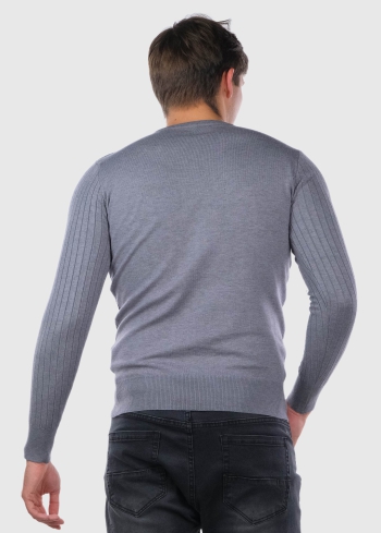 Federico pelēks vīriešu džemperis ar faktūru - back