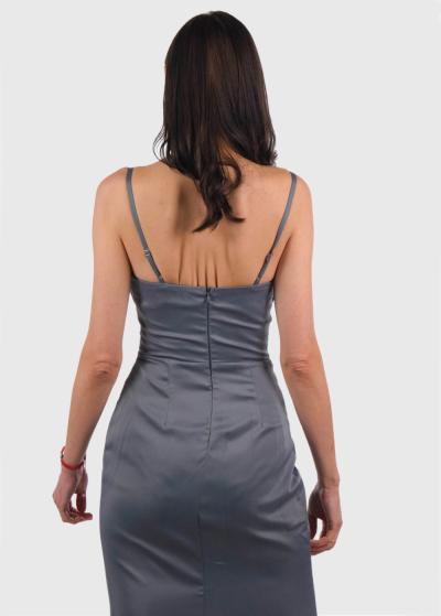 Avianna pelēka vakarkleita ar izgriezumu uz gurna - back