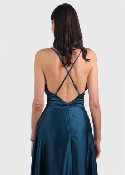 Ardina tumši zaļa vakarkleita ar atvērtu muguru  - back