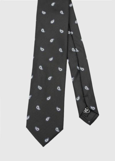 Alakai melna vīriešu kaklasaite ar rakstu  - back