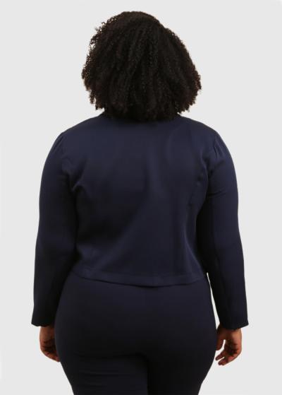 Audrina Lielo izmēru tumši zila saīsināta žakete - back