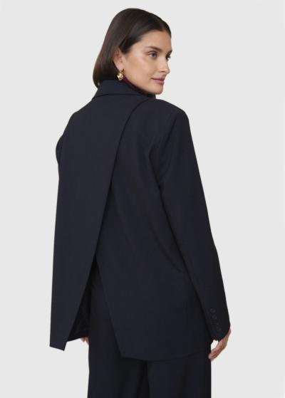 Arika tumši zila brīva piegriezuma žakete - back