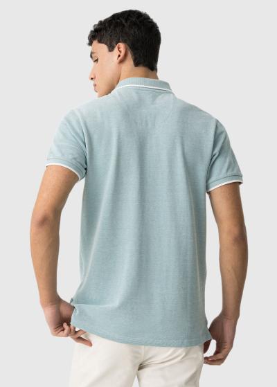 Gaiši zils vīriešu polo krekls - back