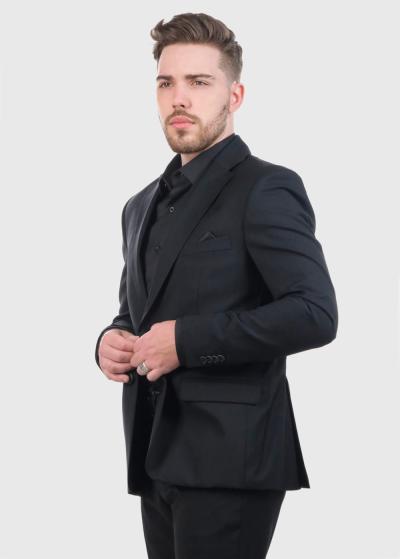 Tripp melns pieguļošais uzvalks ar jaunvilnu - back