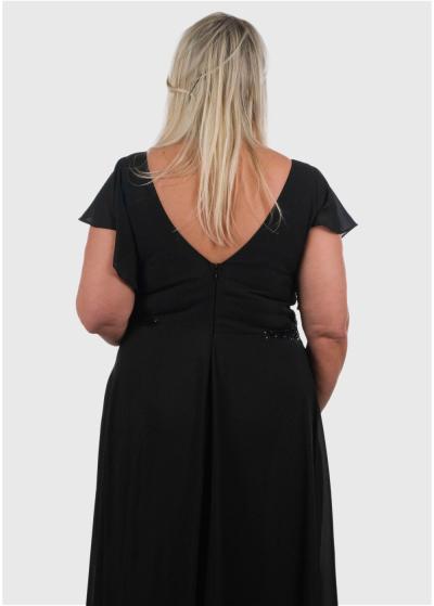 Dominika Lielo izmēru melna gara vakarkleita - back