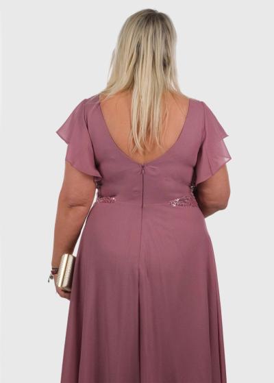 Dominika Lielo izmēru rozā gara vakarkleita - back