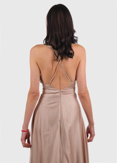 Ardina bēša vakarkleita ar atvērtu muguru  - back