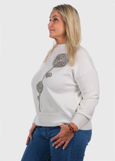 Airida Lielo izmēru balts džemperis ar aplikāciju  - back