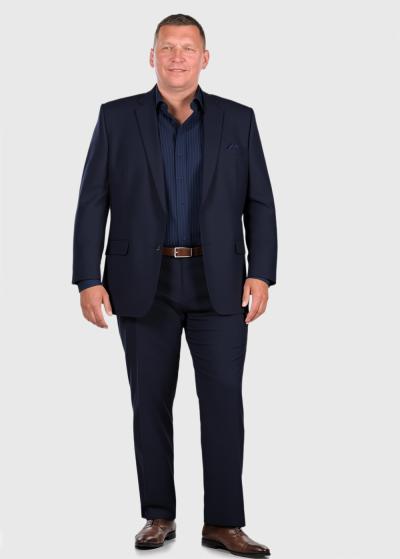 Benazir Lielo izmēru tumši zils klasisks uzvalks ar vilnu - back