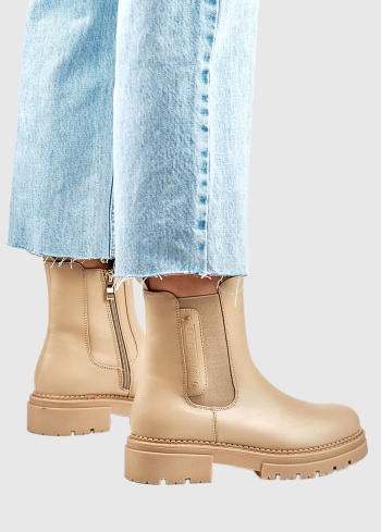 Angiola bēši sieviešu zābaki ar tekstila iešuvumiem - back