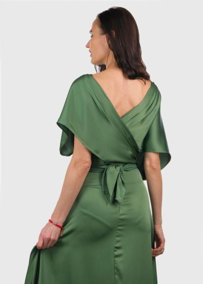 Bibi zaļa gara vakarkleita - back