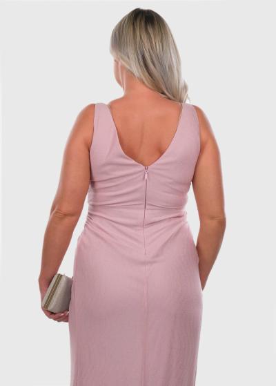 Cemile rozā vakarkleita ar šķēlumu - back