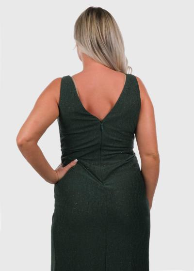 Cemile tumši zaļa vakarkleita ar šķēlumu - back