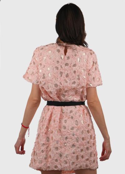 Cemal rozā īsa vakarkleita ar spīguļiem - back