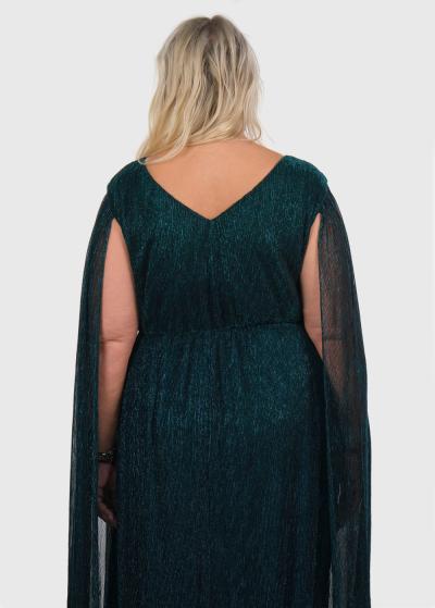 Bagiratha Lielo izmēru tumši zaļa gara vakarkleita - back
