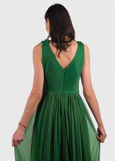 Arsinoe zaļa gara vakarkleita - back