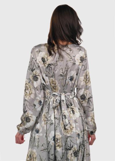 Dae pelēka gara vakarkleita ar ziedu rakstu  - back