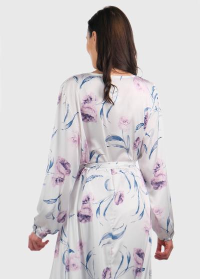 Dae balta gara vakarkleita ar ziedu rakstu  - back