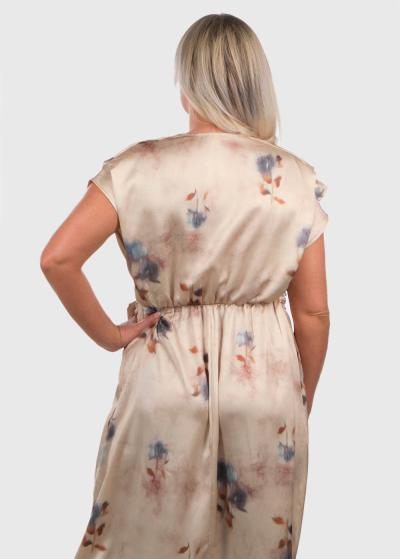 Deepika bēša kleita ar rakstu - back