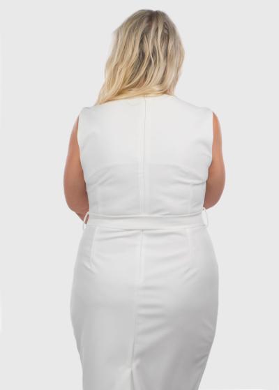 Delphia Lielo izmēru balta vakarkleita ar jostu - back