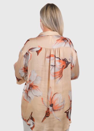 Darielle bēša blūze ar ziedu rakstu - back
