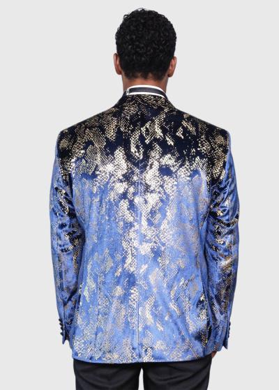 Ezra tumši zils pieguļošais uzvalks ar rakstu  - back