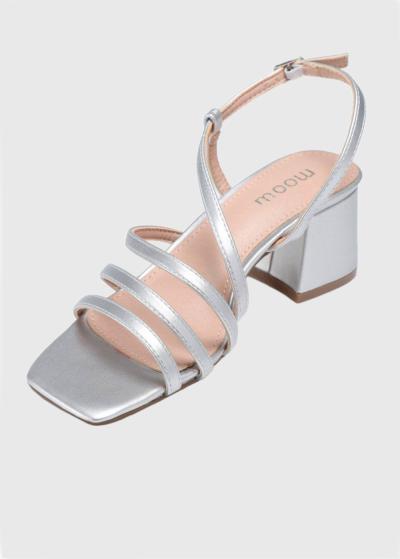 Esmer sudraba sandales ar biezu papēdi - back