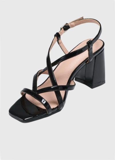 Eglantyne melnas sandales ar biezu papēdi - back