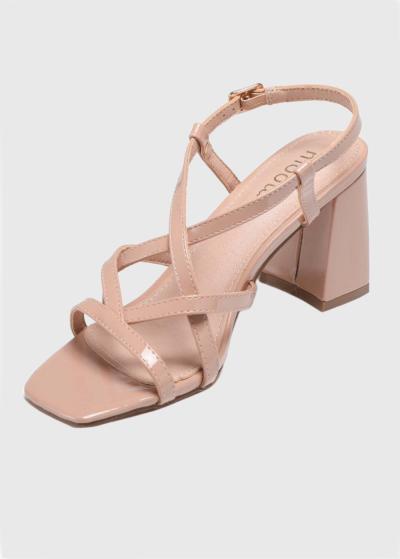 Eglantyne bēšas sandales ar biezu papēdi - back