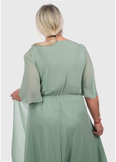 Ellis Lielo izmēru gaiši zaļa gara vakarkleita - back