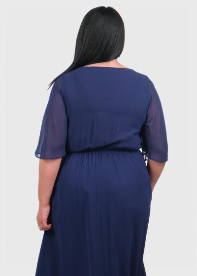 Ellis Lielo izmēru tumši zila gara vakarkleita - back