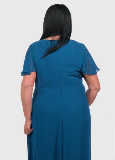 Edina Lielo izmēru zila gara vakarkleita ar šķēlumu - back