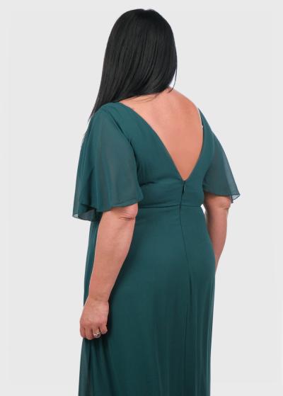 Enola Lielo izmēru tumši zaļa vakarkleita - back