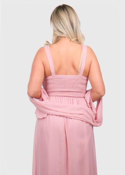 Elisabeth rozā gara vakarkleita - back