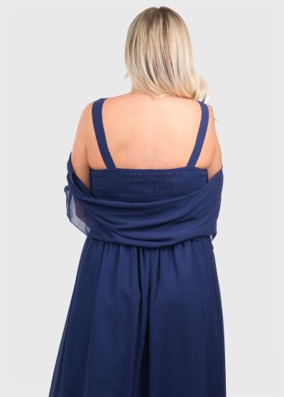 Elisabeth tumši zila gara vakarkleita - back