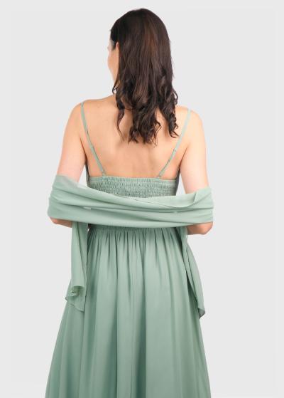 Elba gaiši zaļa gara vakarkleita - back