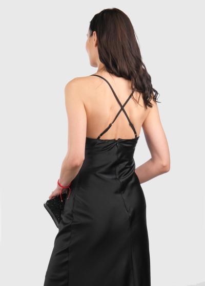 Elvina melna gara vakarkleita ar plānām lencītēm - back