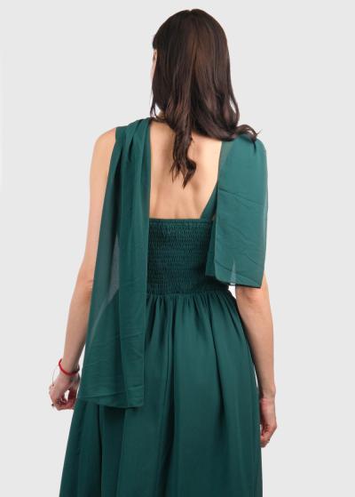 Elke tumši zaļa īsa vakarkleita - back