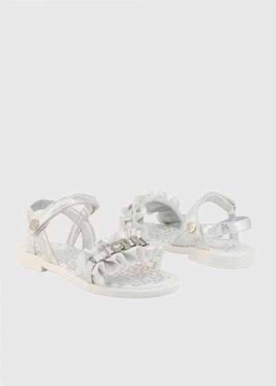 Evi sudraba sandales ar lipekļu aizdari - back