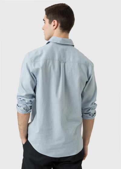 Gaiši zils lina vīriešu krekls - back