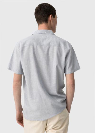 Gaiši zils lina krekls ar īsām piedurknēm - back