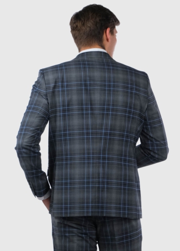 Joele zils rūtains pieguļošs vilnas uzvalks - back