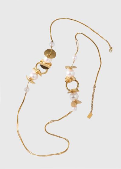 Grace zelta krāsas kaklarota ar pērlēm - back