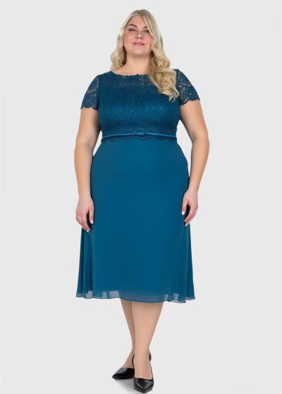 Gulnara Lielo izmēru zila īsa vakarkleita - back