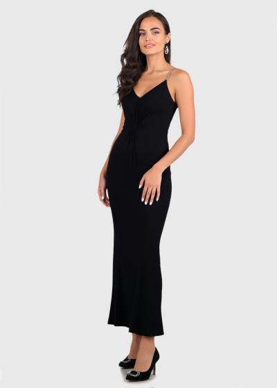 Gultena melna vakarkleita ar šķēlumu - back