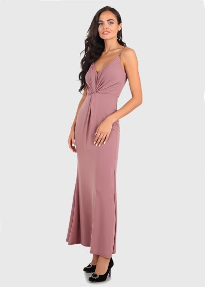 Gultena rozā vakarkleita ar šķēlumu - back